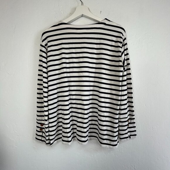 J. Jill Womens Blue & White Striped Crew Neck Long-Sleeve T-Shirt Top XS Casual - Picture 2 of 8